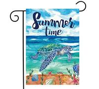 Summer Time Turtle Blue Ocean Sea Beach Sea Star Shell Seasonal Bandiere Verticale Resistente Alle Intemperie Flag Colore Vivido Bandiera Da Giardino Per Giardino Interno Esterno 30X45Cm