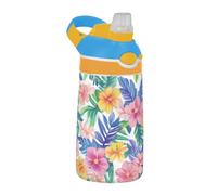 Summer Tropical Flowers Borraccia per bambini con coperchio in paglia, tazza da viaggio leggera per viaggi e sport termos para agua fria