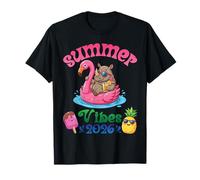 Summer Vibes 2026 Sea Turtle con Flamingo Float Beach Trip Maglietta