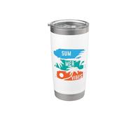 Summer Vibes Colorate Vacation Tree Vacay Mode Sunshine Bicchiere termico in acciaio inox doppia parete