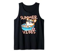Summer Vibes Corgi Simpatico Cane Rilassante in Kiddie Pool Grafica Canotta