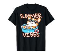 Summer Vibes Corgi Simpatico Cane Rilassante in Kiddie Pool Grafica Maglietta