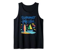 Summer Vibes Palm Tree Tavola da surf Barca a vela Canotta