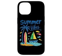 Summer Vibes Palm Tree Tavola da surf Barca a vela Custodia per iPhone 14