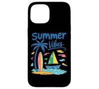 Summer Vibes Palm Tree Tavola da surf Barca a vela Custodia per iPhone 15