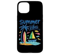 Summer Vibes Palm Tree Tavola da surf Barca a vela Custodia per iPhone 15 Plus