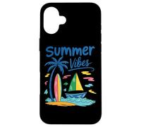Summer Vibes Palm Tree Tavola da surf Barca a vela Custodia per iPhone 16 Plus