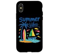 Summer Vibes Palm Tree Tavola da surf Barca a vela Custodia per iPhone X/XS