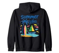 Summer Vibes Palm Tree Tavola da surf Barca a vela Felpa con Cappuccio