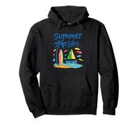 Summer Vibes Palm Tree Tavola da surf Barca a vela Felpa con Cappuccio