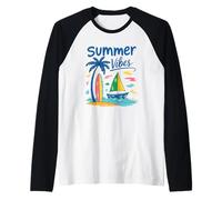 Summer Vibes Palm Tree Tavola da surf Barca a vela Maglia con Maniche Raglan