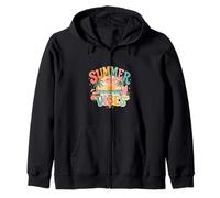 Summer Vibes Retro Beach Tramonto Tropical Design Felpa con Cappuccio