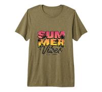 Summer Vibes Retro Tropical Beach Sunset Palm Tree Design Maglietta Premium