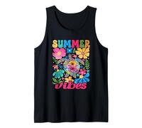 Summer Vibes Sea Turtle With Flowers Funny Beach Life Canotta