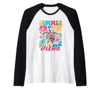 Summer Vibes Sea Turtle With Flowers Funny Beach Life Maglia con Maniche Raglan