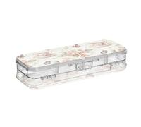 Summer Vintage Peach Cups Roses Progettato Clear Pencil Box Doppio Deck Grande Penne Caso Per Forniture di Cancelleria Con Coperchio A Scatto