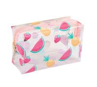 Summer Waterproof Clear Printing Cosmetics Bag PVC Zippered Toiletry Carry Pouch For Beach Swimming Travel(Color-01)