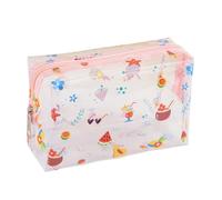 Summer Waterproof Clear Printing Cosmetics Bag PVC Zippered Toiletry Carry Pouch For Beach Swimming Travel(Color-02)