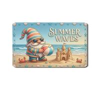 Summer Waves - Tappetino scolapiatti per bancone della cucina, a tema spiaggia, in gomma assorbente, tappetino per scolapiatti divertente, in pelle PU, 30,5 x 50,8 cm