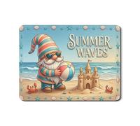 Summer Waves - Tappetino scolapiatti per bancone della cucina, a tema spiaggia, in gomma assorbente, tappetino per scolapiatti divertente, in pelle PU, 45,7 x 61 cm
