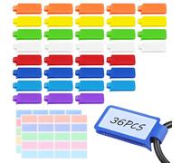 Summerbrite 36 etichette per cavi, multicolore, con etichette colorate in carta scrivibile, etichette per cavi, etichette per cavi, riutilizzabili, per la gestione e l'identificazione dei cavi