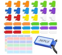 Summerbrite 36 etichette per cavi, multicolore, con etichette colorate in carta scrivibile, etichette per cavi, etichette per cavi, riutilizzabili, per la gestione e l'identificazione dei cavi (ovali