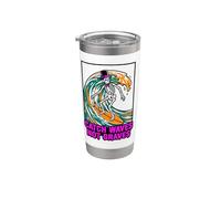 Summerween Art Catch Waves Not Graves, lo scheletro di un surfista Bicchiere termico in acciaio inox doppia parete