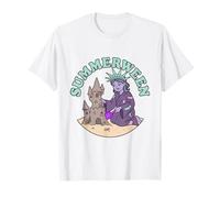 Summerween Art La spettrale Lady Liberty Sandcastle Maglietta