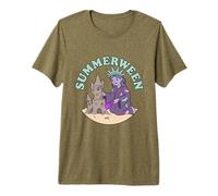 Summerween Art La spettrale Lady Liberty Sandcastle Maglietta Premium