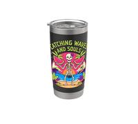 Summerween Art - Scheletro e anime che catturano le onde Bicchiere termico in acciaio inox doppia parete