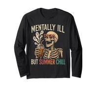 Summerween Divertente mentalmente malato ma Summer Chill Halloween Maglia a Manica