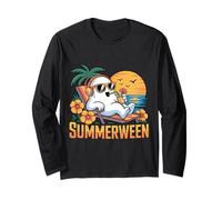 Summerween Rilassante Chill Ghost Tramonto Carino Halloween Estate Maglia a Manica