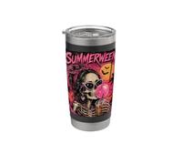 Summerween Scheletro Bubble Beach Summer Spooky Women Bicchiere termico in acciaio inox doppia parete