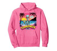 Summerween - Scheletro con Scena della Spiaggia del Gelato Felpa con Cappuccio