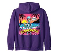 Summerween - Scheletro con Scena della Spiaggia del Gelato Felpa con Cappuccio