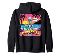 Summerween - Scheletro con Scena della Spiaggia del Gelato Felpa con Cappuccio