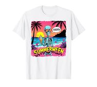Summerween - Scheletro con Scena della Spiaggia del Gelato Maglietta