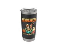 Summerween Scheletro Halloween Spooky Ghost Beach Vacation Bicchiere termico in acciaio inox doppia parete