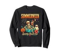Summerween Scheletro Halloween Spooky Ghost Beach Vacation Felpa