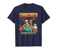 Summerween Scheletro Halloween Spooky Ghost Beach Vacation Maglietta
