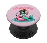 Summerween - Sirena per Halloween, vacanze estive al mare PopSockets PopGrip Adesivo