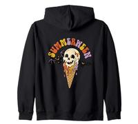Summerween Skull Ice Cream Bat Spooky Halloween Vibes Retro Felpa con Cappuccio