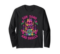 Summerween Sun Sand Skulls Beach Tropical Maglia a Manica