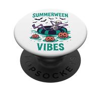 Summerween Vibes - Zucca scheletro per vacanze spettrali PopSockets PopGrip Adesivo