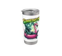 Summerween Werewolf Retro Horror Beach Halloween in estate Bicchiere termico in acciaio inox doppia parete