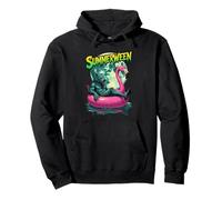 Summerween Werewolf Retro Horror Beach Halloween in Estate Felpa con Cappuccio