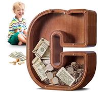 Summidate Salvadanaio Con Lettera in Legno A-Z, Banca dei Soldi Personalizzato per Bambini e Bambine | Regalo di Compleanno Con Banca di Monete