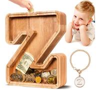Summidate Salvadanaio con lettera in legno per bambini, A-Z lettera banca dei soldi personalizzato per bambini e bambine | Regalo di compleanno con banca di monete per bambini