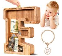 Summidate Salvadanaio con lettera in legno per bambini, A-Z lettera banca dei soldi personalizzato per bambini e bambine | Regalo di compleanno con banca di monete per bambini