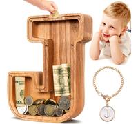 Summidate Salvadanaio con lettera in legno per bambini, A-Z lettera banca dei soldi personalizzato per bambini e bambine | Regalo di compleanno con banca di monete per bambini